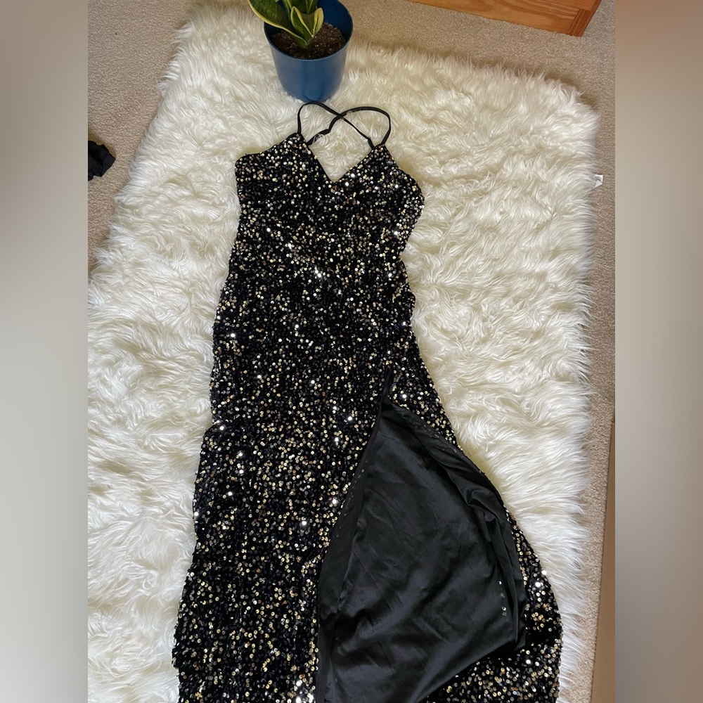 Lulus black sequin dress